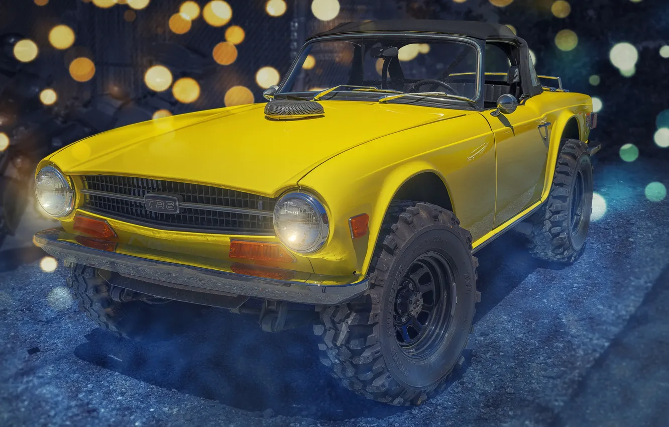 Photo wallpaper yellow, Triumph, Monster Jacked Up, TR6