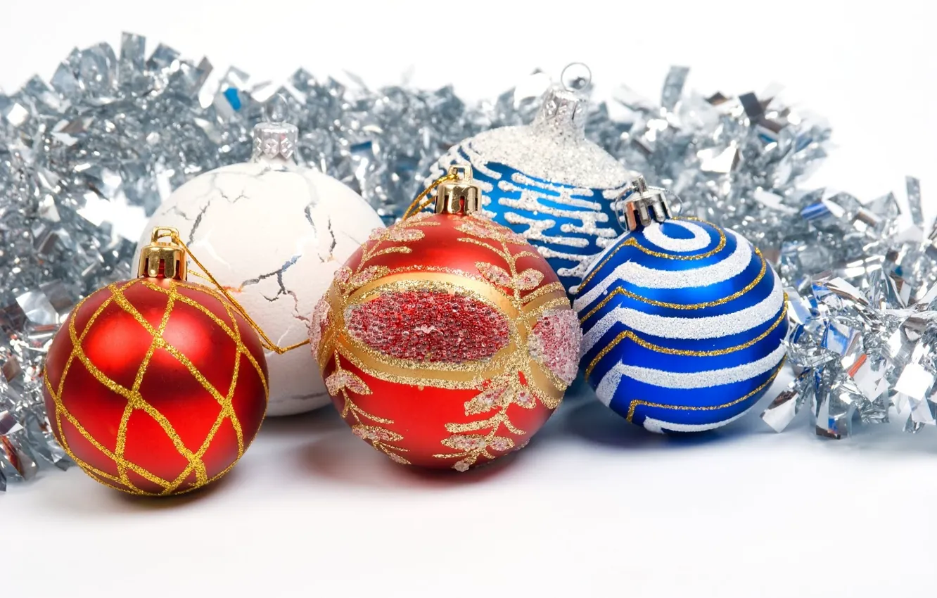 Photo wallpaper balls, decoration, Christmas, tinsel