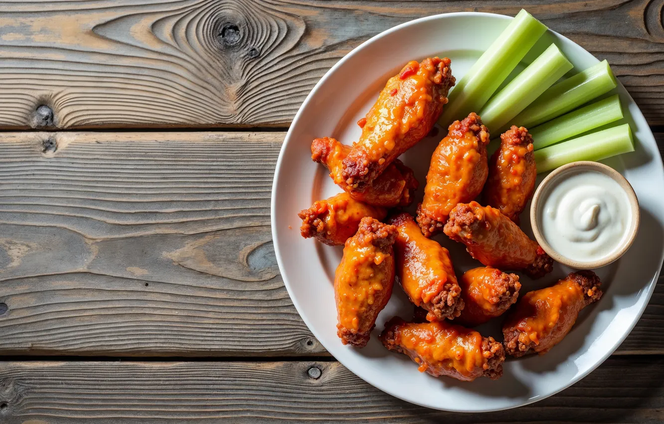 Photo wallpaper chicken, plate, sauce