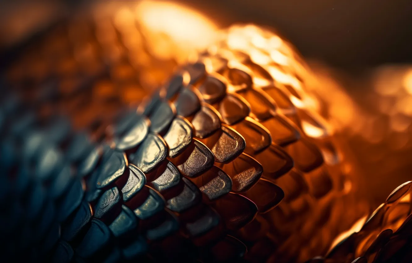 Photo wallpaper light, orange, lights, dragon, texture, scales, tide, gold