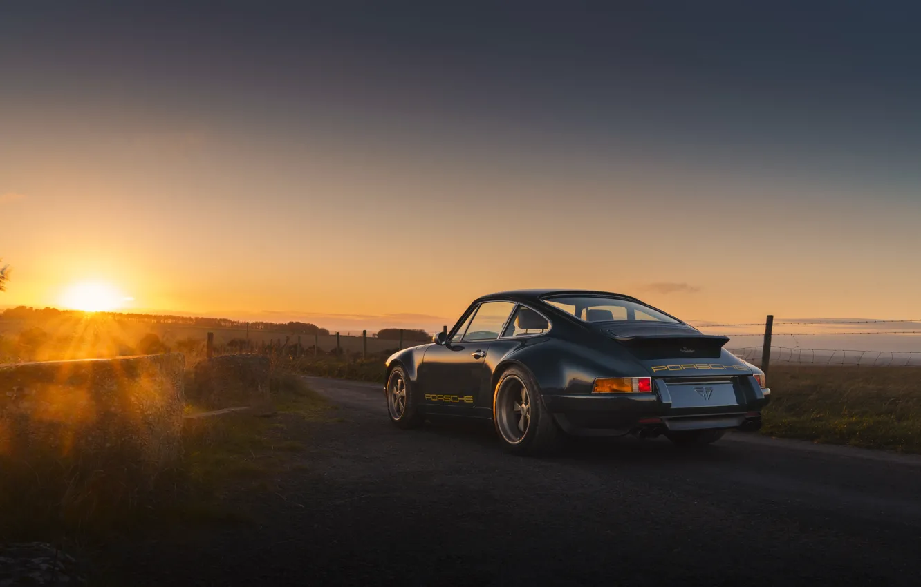 Photo wallpaper car, 911, Porsche, sunset, sun, 964, Theon Design Porsche 911
