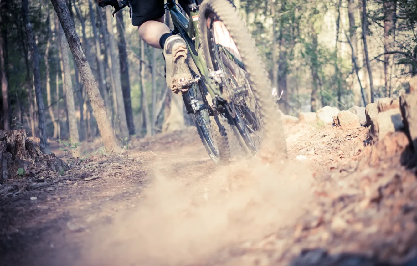 Photo wallpaper bike, sport, dust
