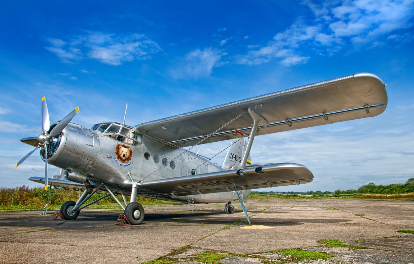 Photo wallpaper background, the plane, the airfield, Antonov AN-2