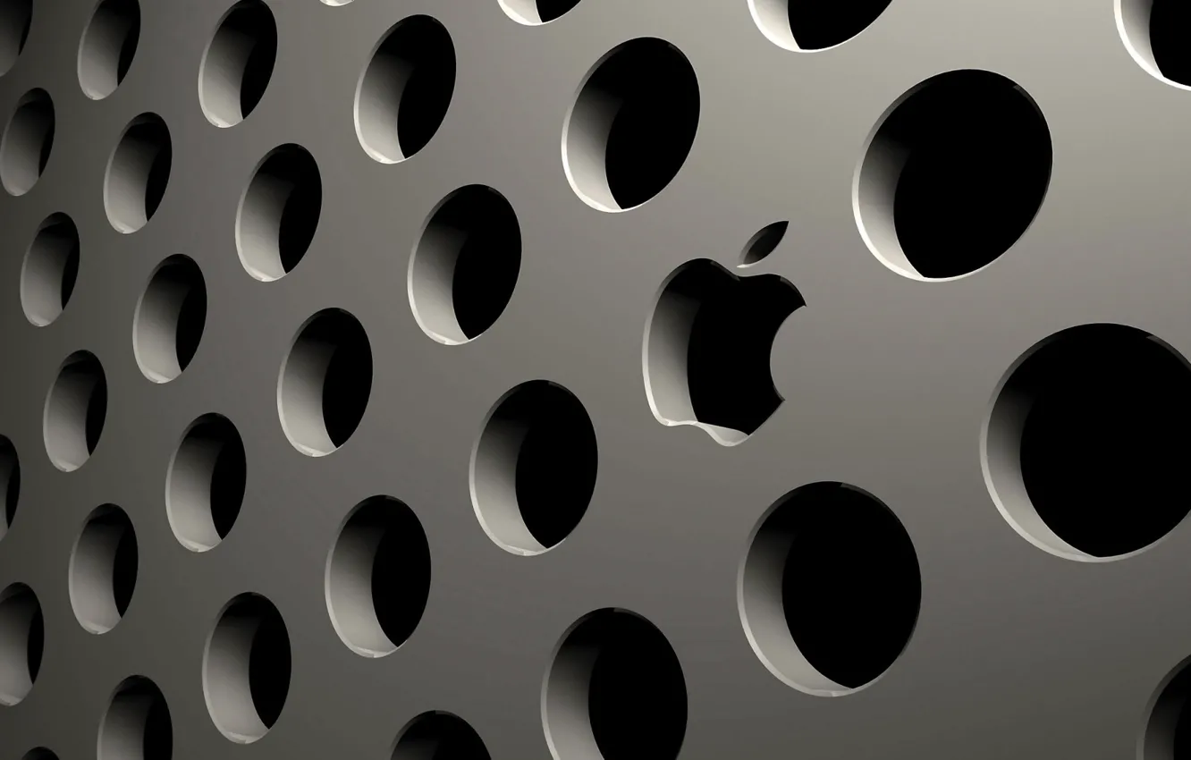 Photo wallpaper metal, apple, hole
