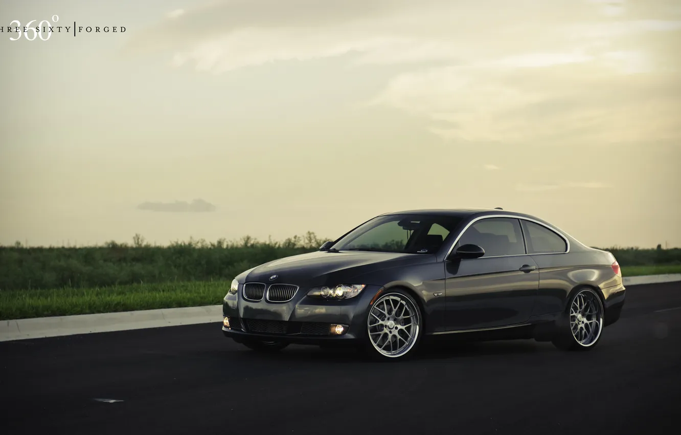 Photo wallpaper grass, lawn, BMW, BMW, 335i, the front part, 360 three sixty forged