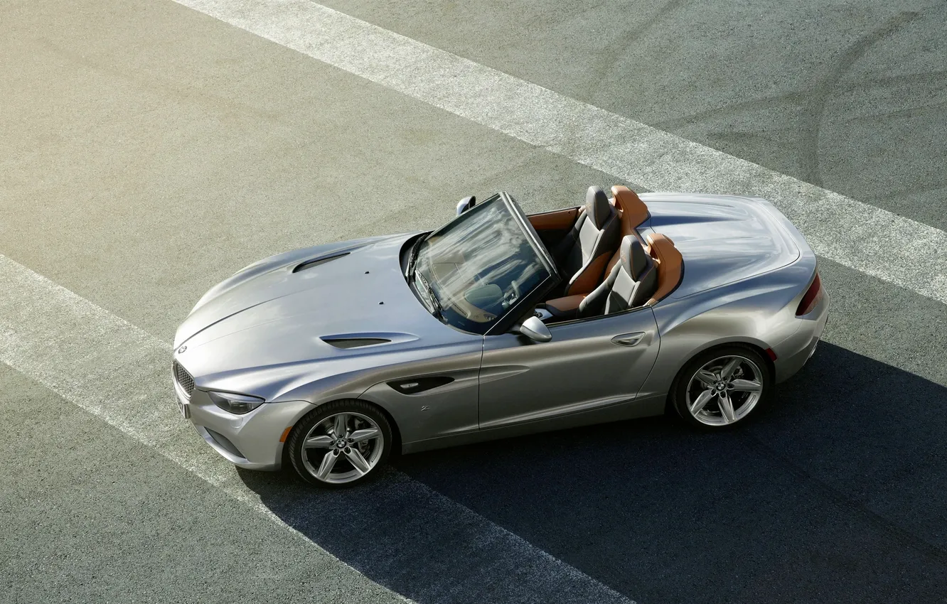 Photo wallpaper asphalt, grey, BMW, shadow, BMW, convertible, the view from the top, Boomer