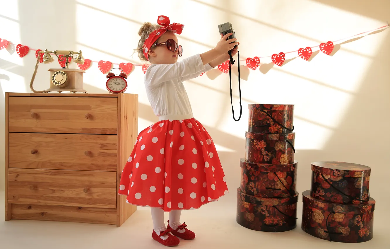 Photo wallpaper style, camera, girl