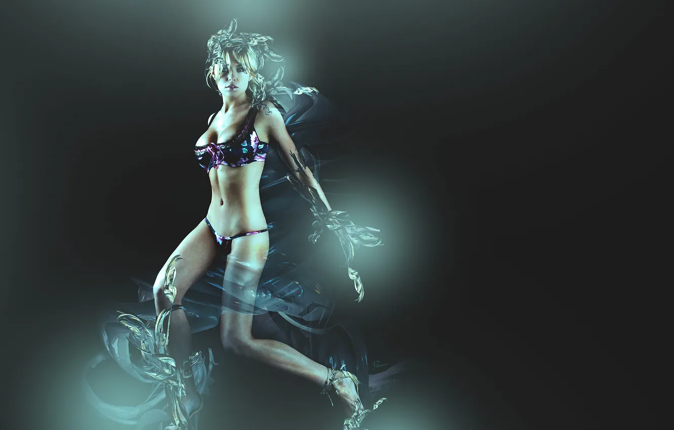 Photo wallpaper girl, Wallpaper, plant