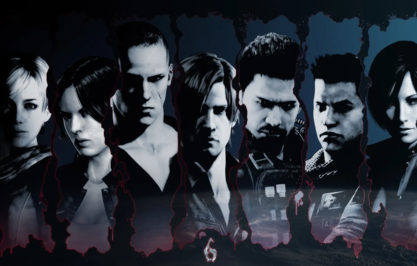 Photo wallpaper Resident Evil 6, Helena Harper, Chris Redfield, Sherry Birkin, Ada Wong, Leon Kennedy, Jake Muller, …