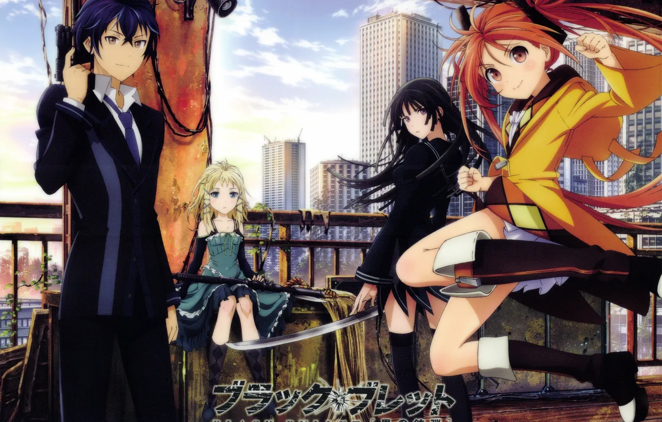 Photo wallpaper gun, girl, guy, Black Bullet, Black Bullet