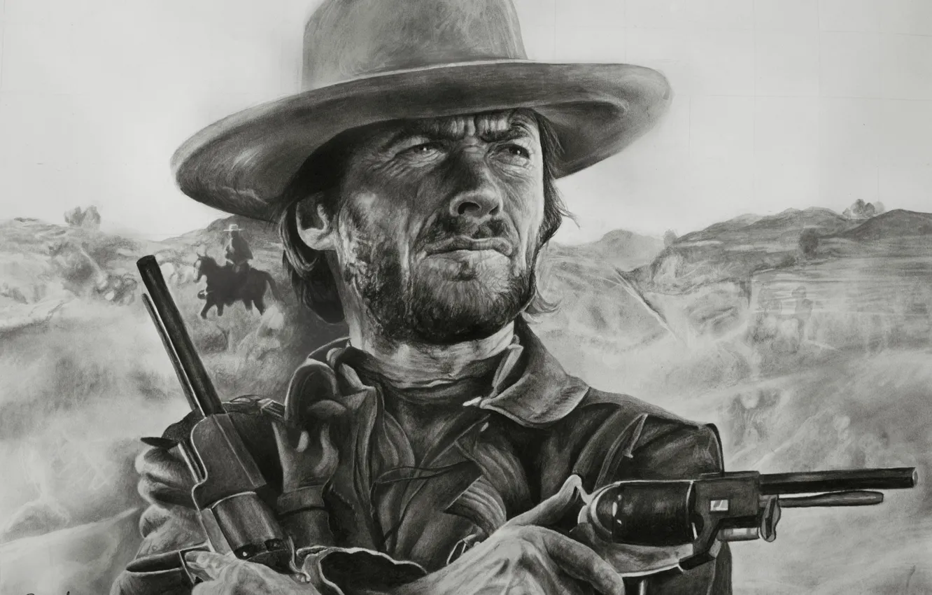 Photo wallpaper figure, Western, Clint Eastwood, Clint Eastwood