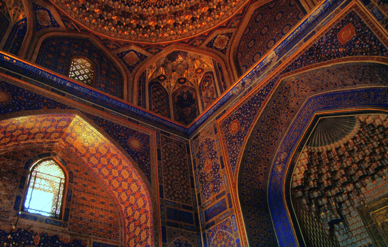 Photo wallpaper Uzbekistan, Samarkand, Gilded madrasa, madrasah Tillya-Kari, Registan square