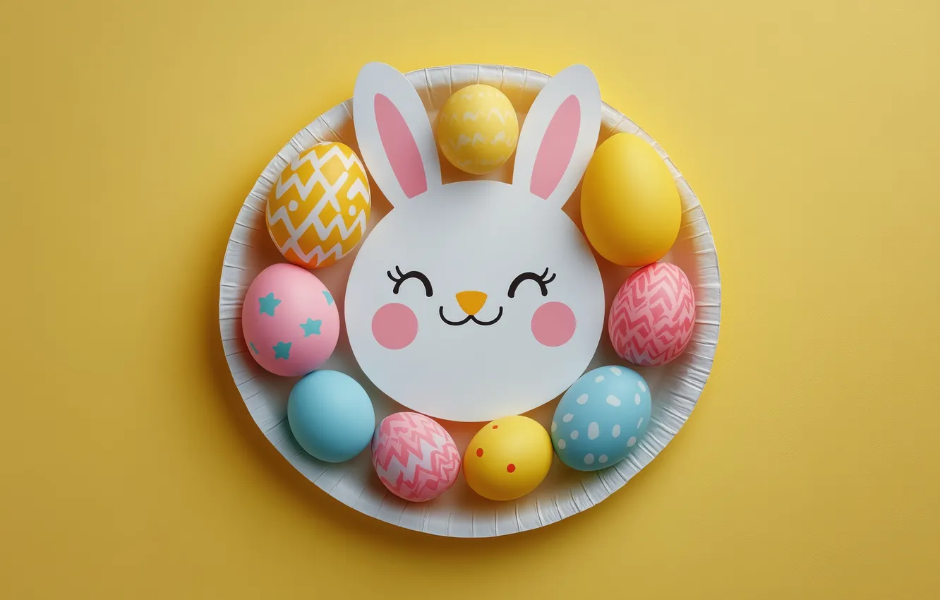 Photo wallpaper holiday, hare, eggs, spring, rabbit, Easter, Bunny, Easter