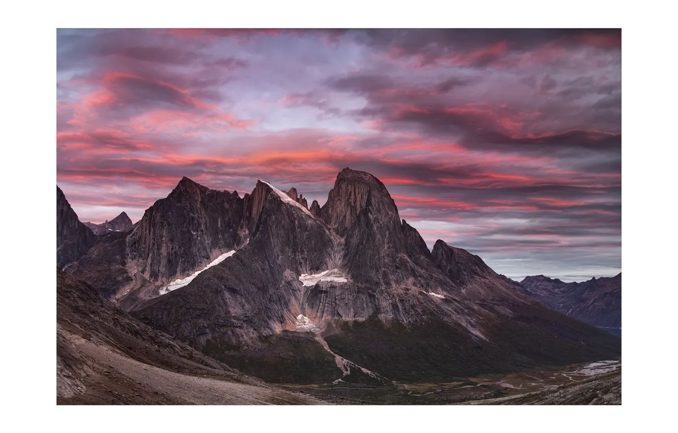 Photo wallpaper the sky, clouds, mountains, clouds, nature, rocks, Greenland, Greenland