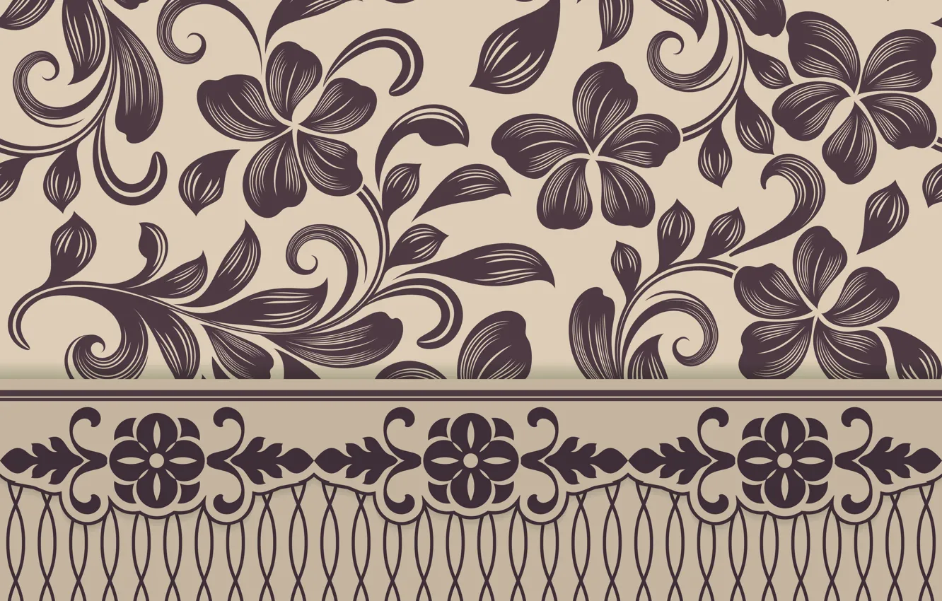 Photo wallpaper pattern, texture, wallpaper, ornament, brown, beige, floral, seamless