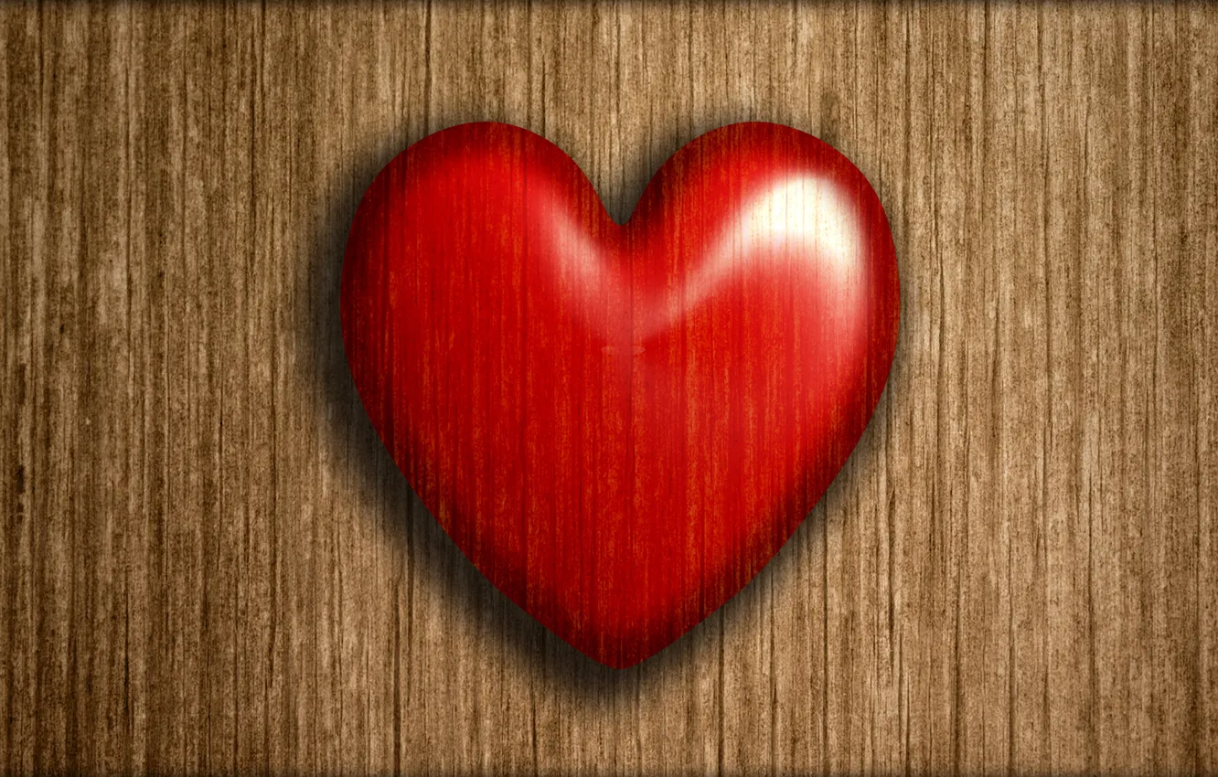 Photo wallpaper heart, Board, Red, Valentine's Day, Heart, Wood planks
