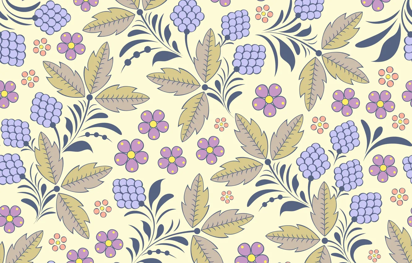 Photo wallpaper flowers, background, Wallpaper, pattern, leaves, vintage