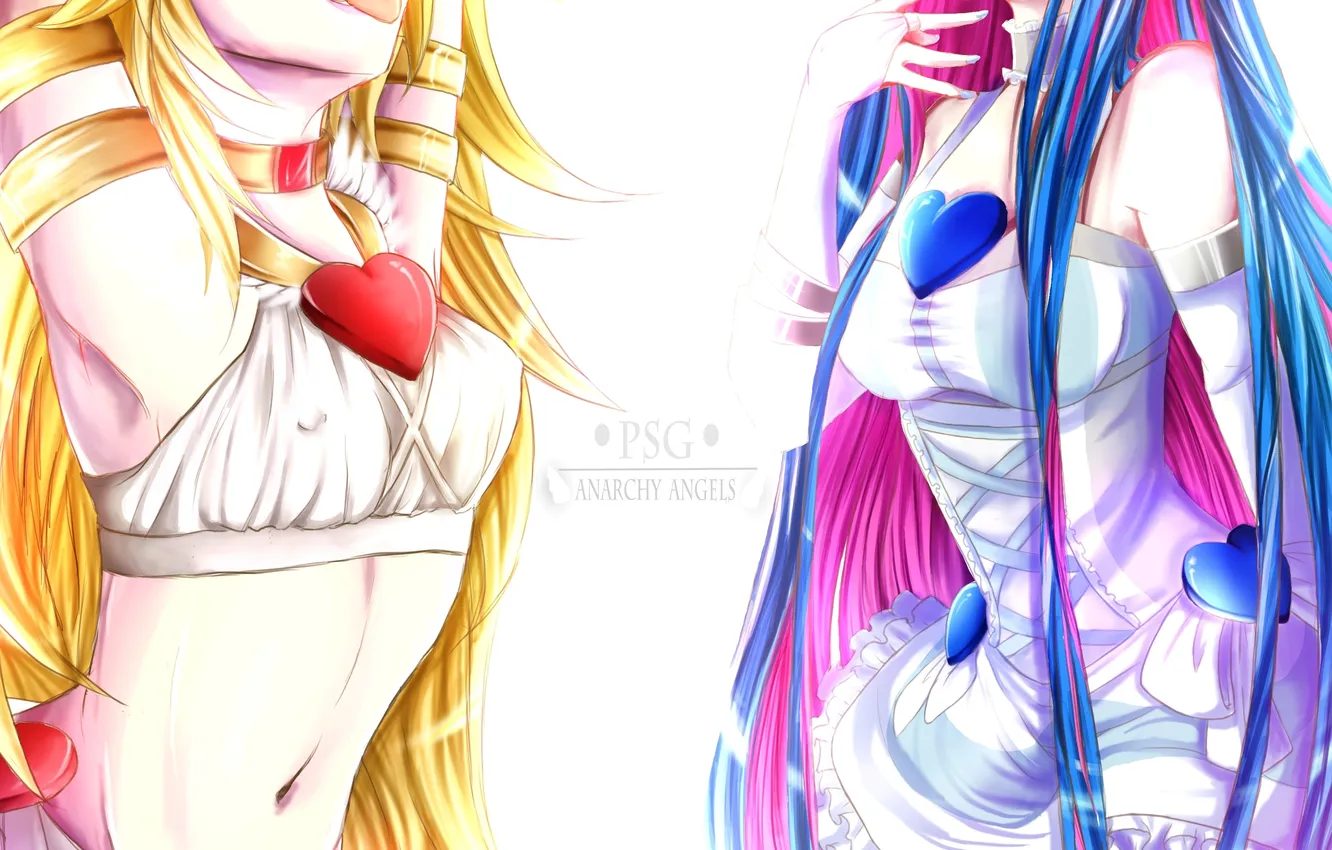 Photo wallpaper language, girl, smile, mood, heart, psychosis, art, panty &amp; stocking with garterbelt