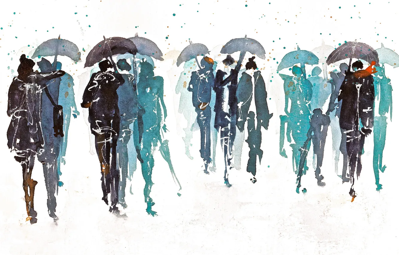 Photo wallpaper people, picture, watercolor