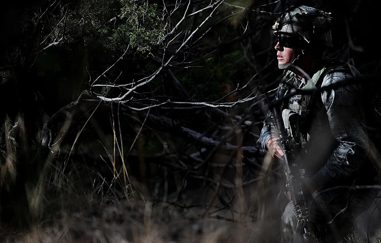 Photo wallpaper weapons, background, soldiers