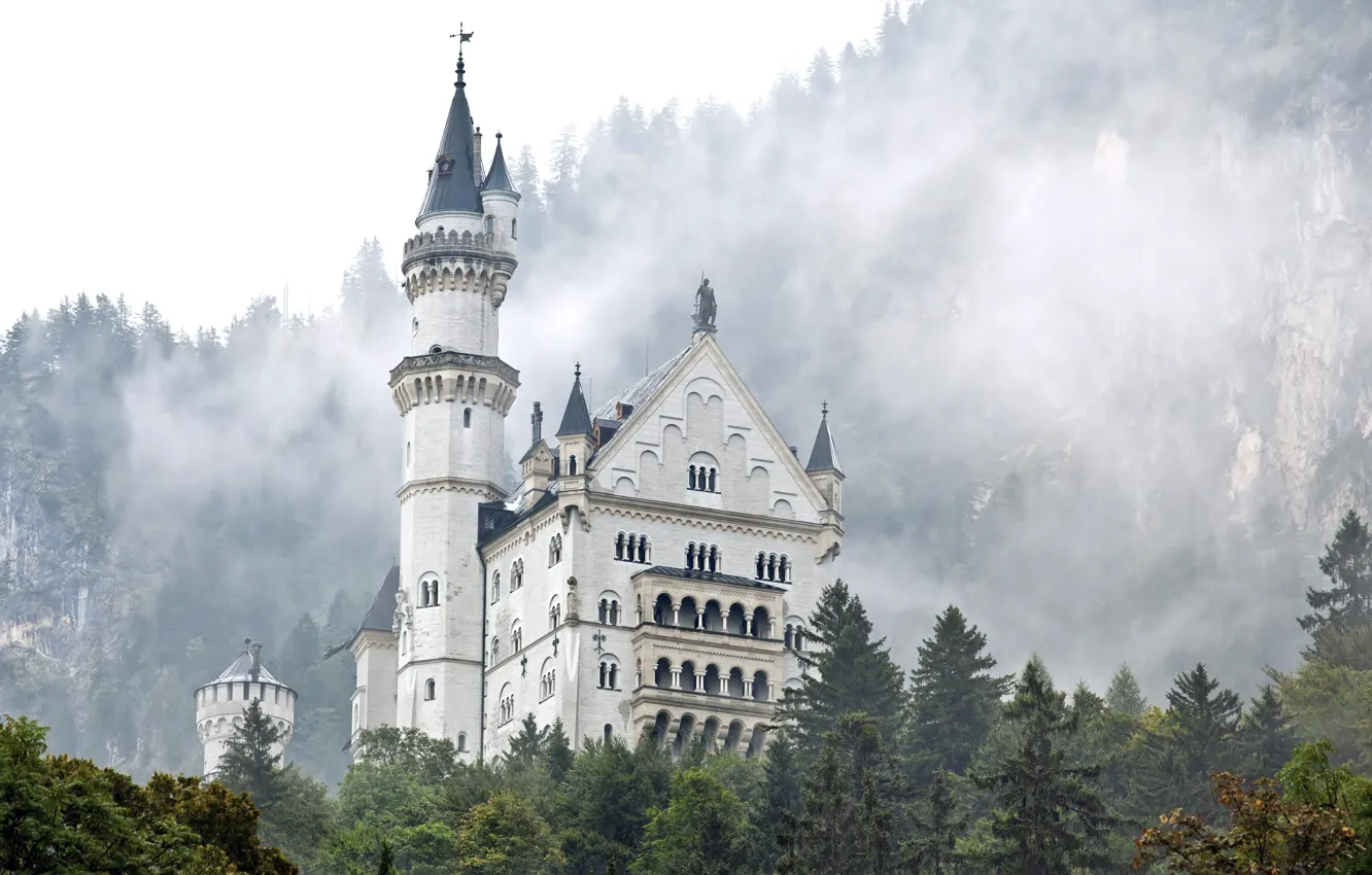 Photo wallpaper fog, castle, beauty, castle, beautifful