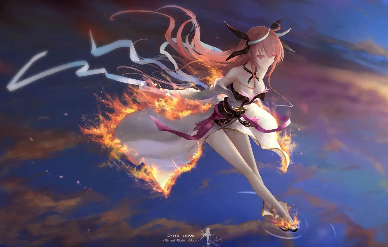 Photo wallpaper girl, lights, flame, Date A Live
