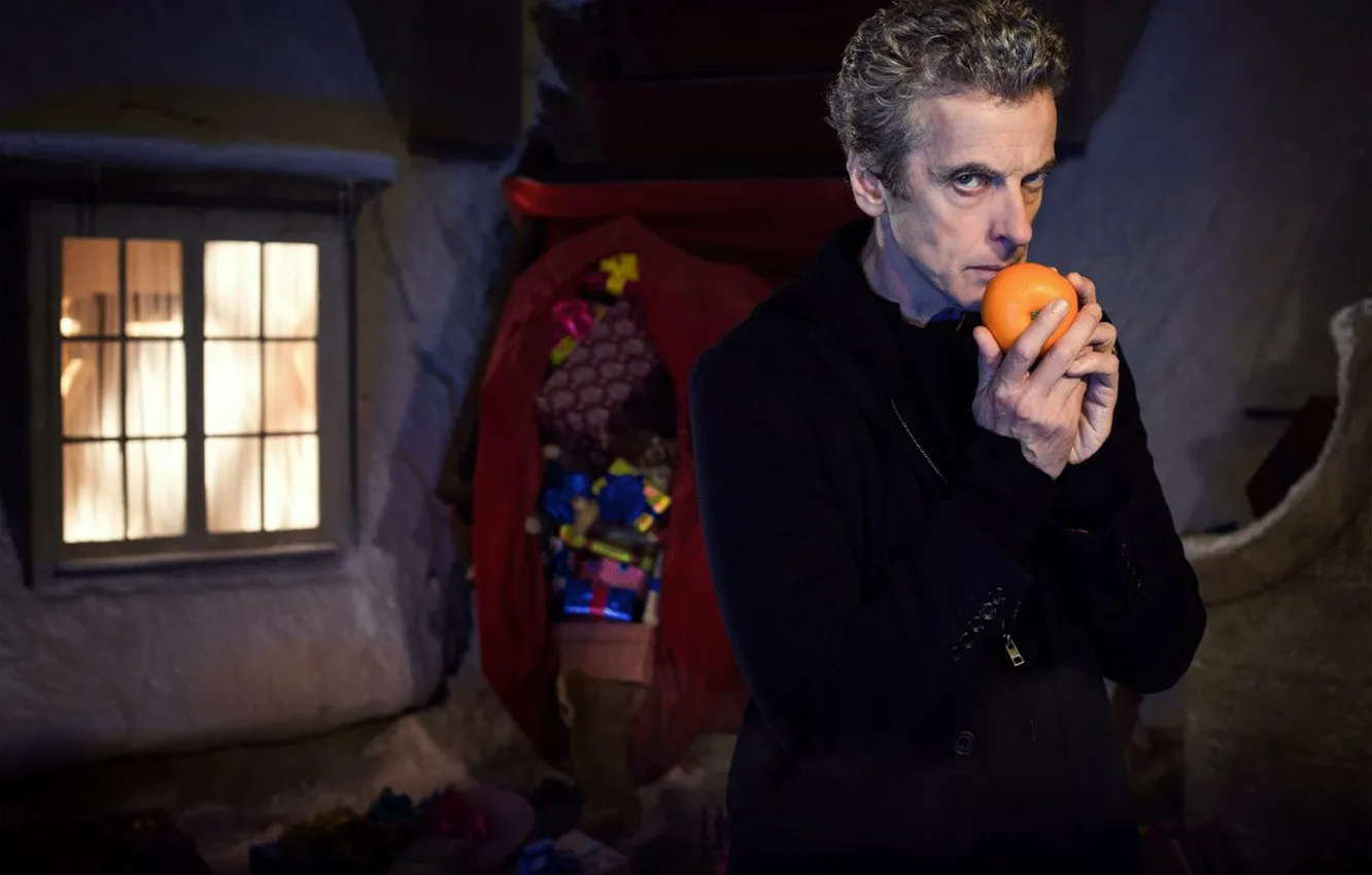 Photo wallpaper winter, look, snow, gift, street, home, window, Christmas