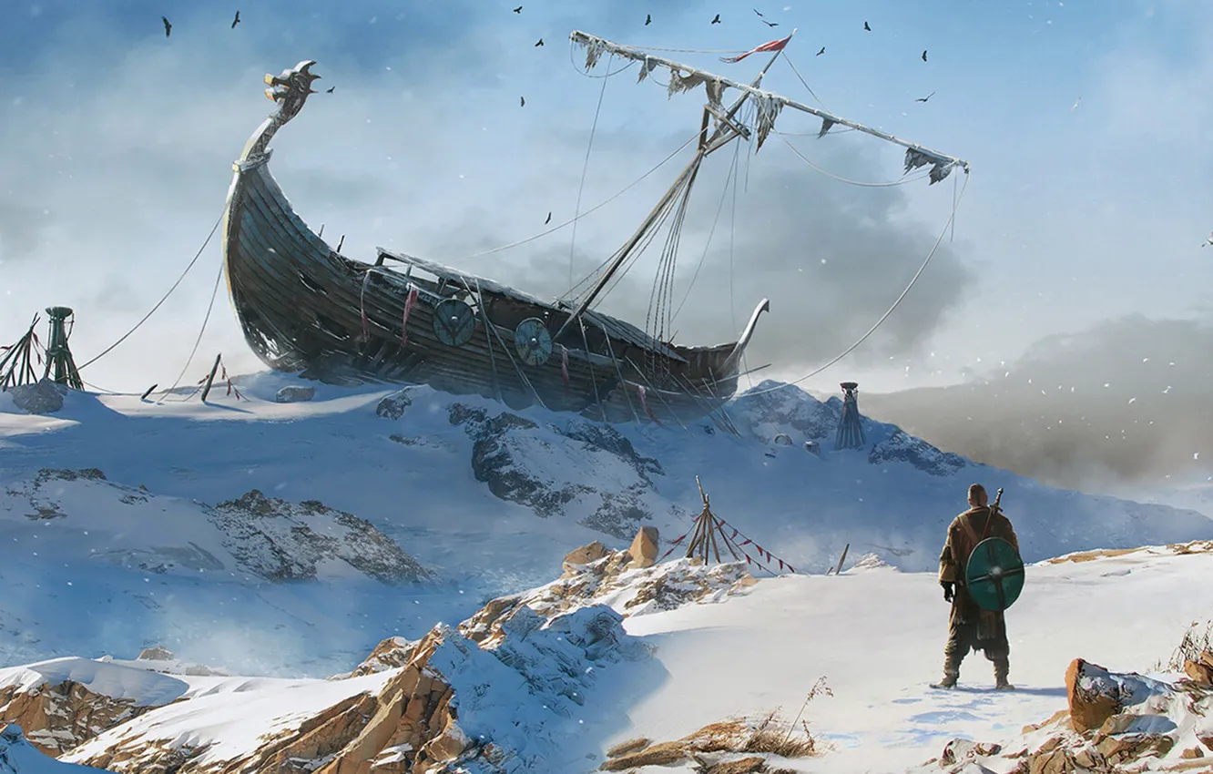 Photo wallpaper ship, Drakkar, Drakkar, Vladimir Manyukhin