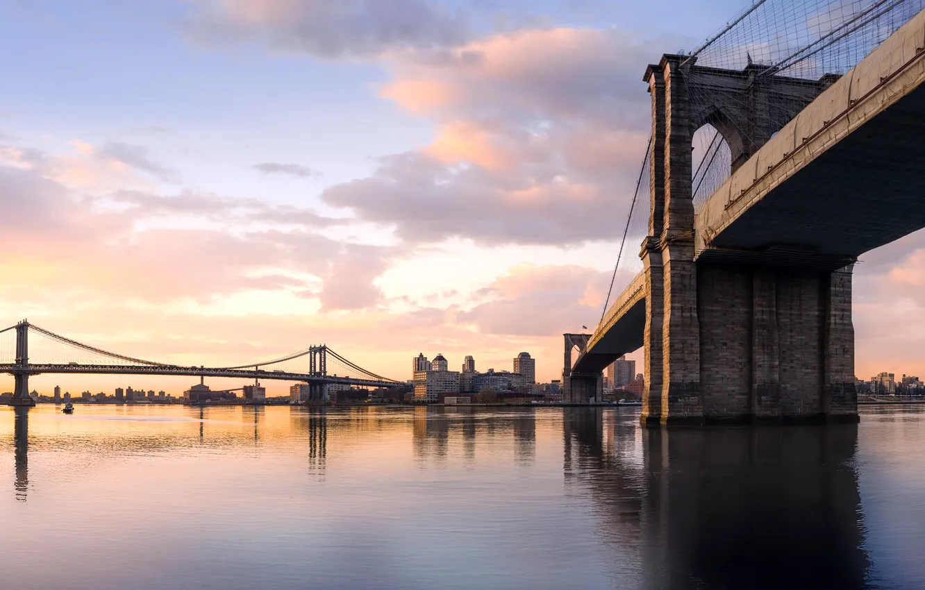 Photo wallpaper sunset, the city, New York