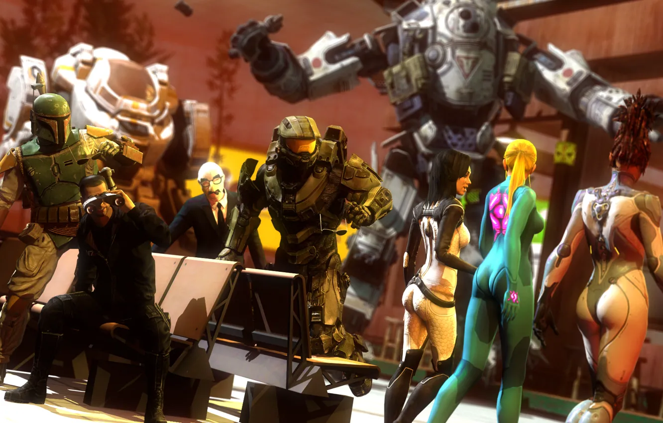 Photo wallpaper Star Wars, Halo, mass effect, shepard, miranda lawson, Samus Aran, Boba Fett, sarah kerrigan