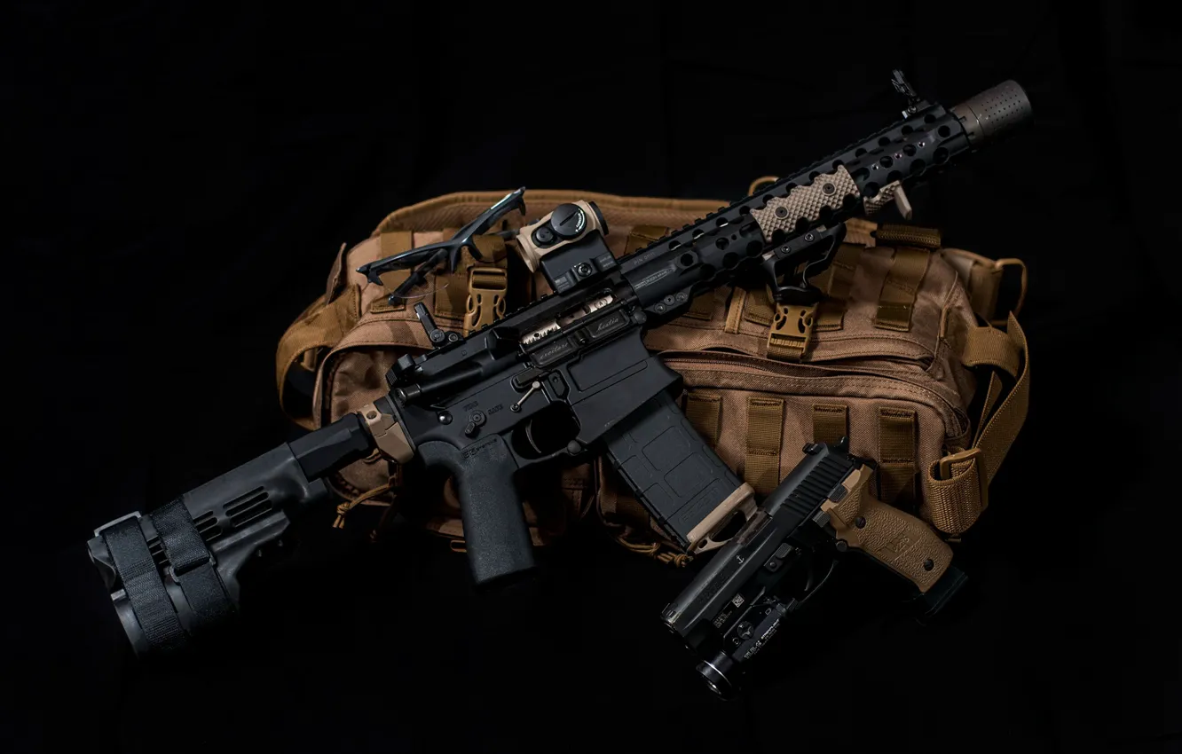 Photo wallpaper gun, American, satchel, AR-15, a semi-automatic rifle