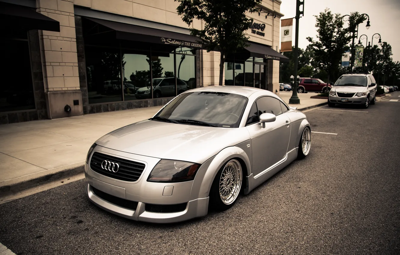 Photo wallpaper Audi, Audi, street, silver, stance