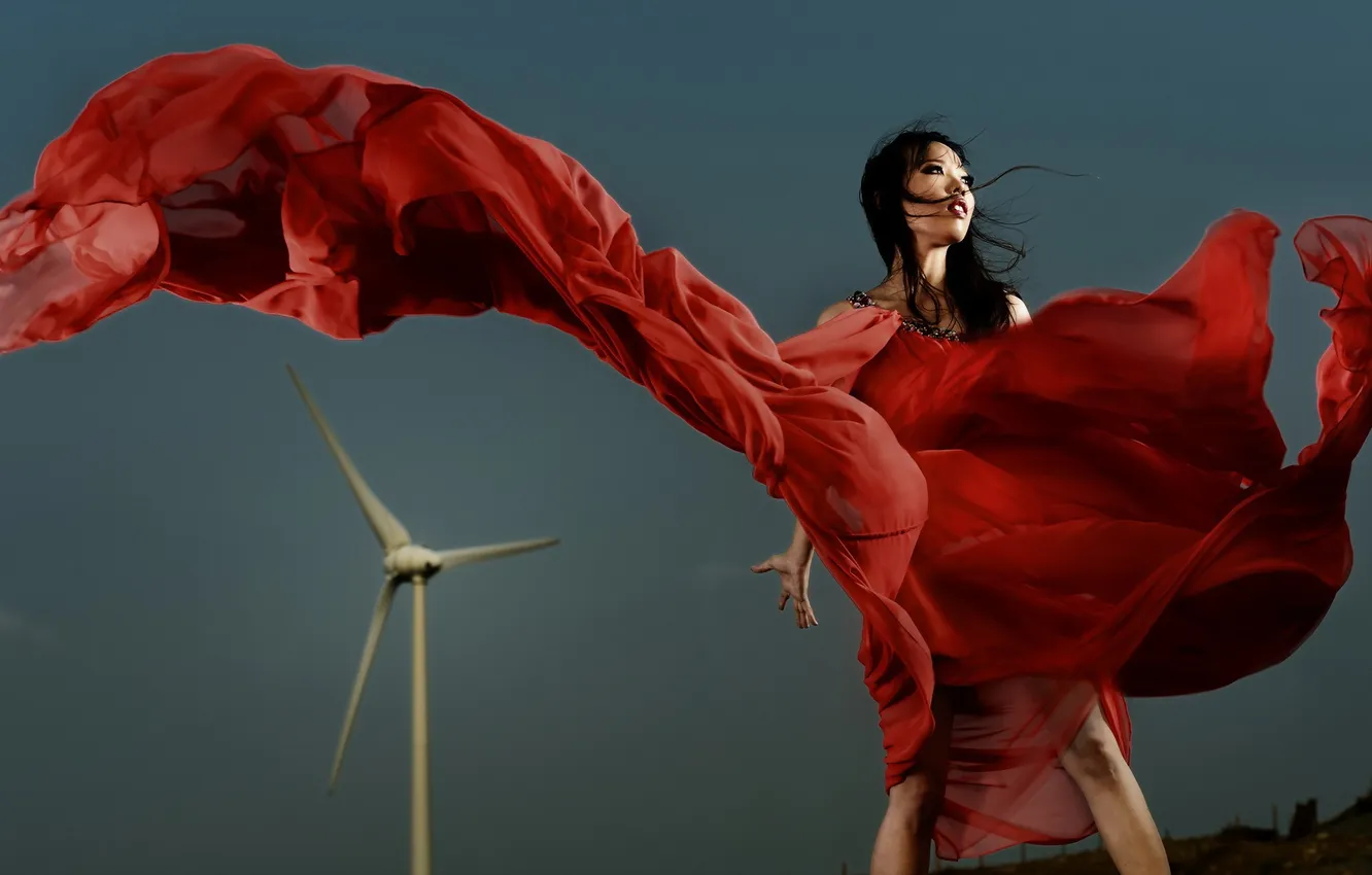 Photo wallpaper girl, background, Asian