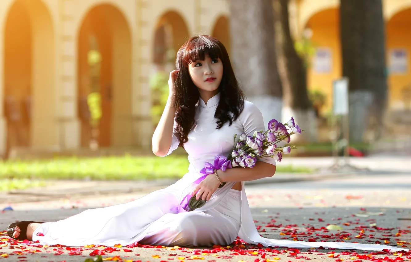 Photo wallpaper look, girl, Asian