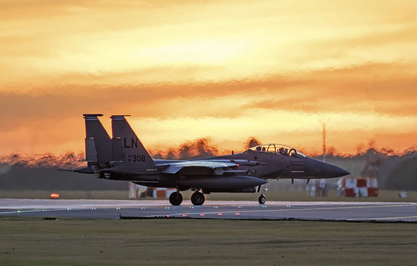 Photo wallpaper fighter, Eagle, the airfield, F-15E