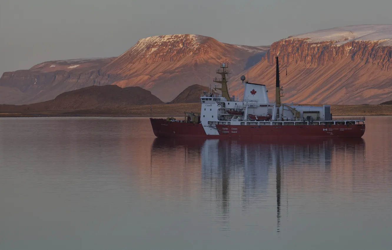 Photo wallpaper sea, the sky, mountains, nature, Ship, North, Arctic