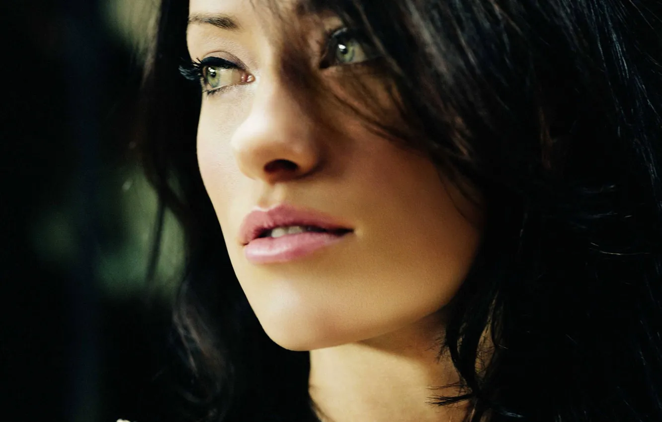 Photo wallpaper eyes, look, photo, portrait, actress, brunette, lips, Olivia Wilde