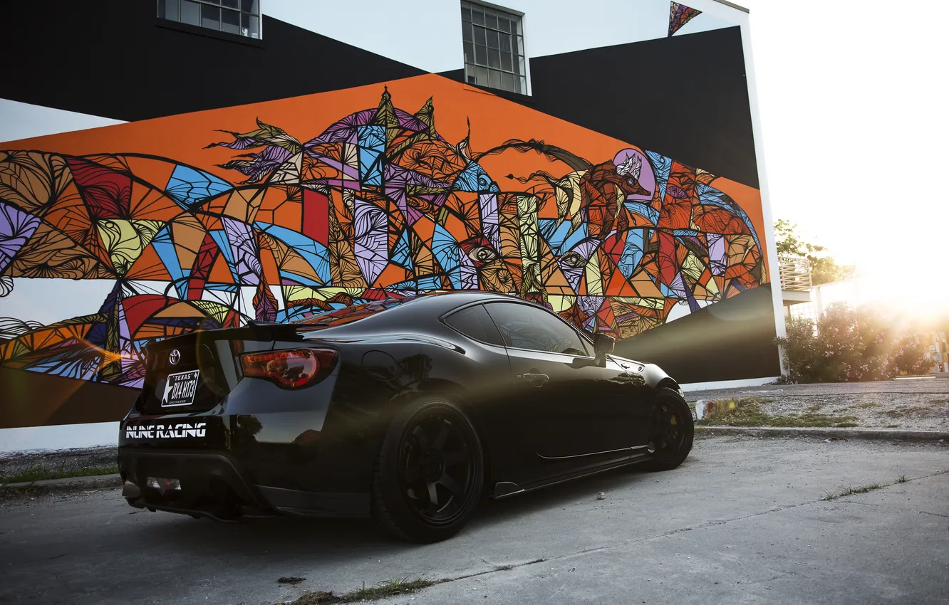 Photo wallpaper glare, black, profile, grafiti, Toyota, black, Sunny, Toyota