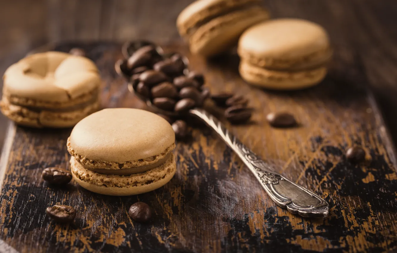 Photo wallpaper Iryna Melnyk, macaron, coffee, cream, grain, cookies