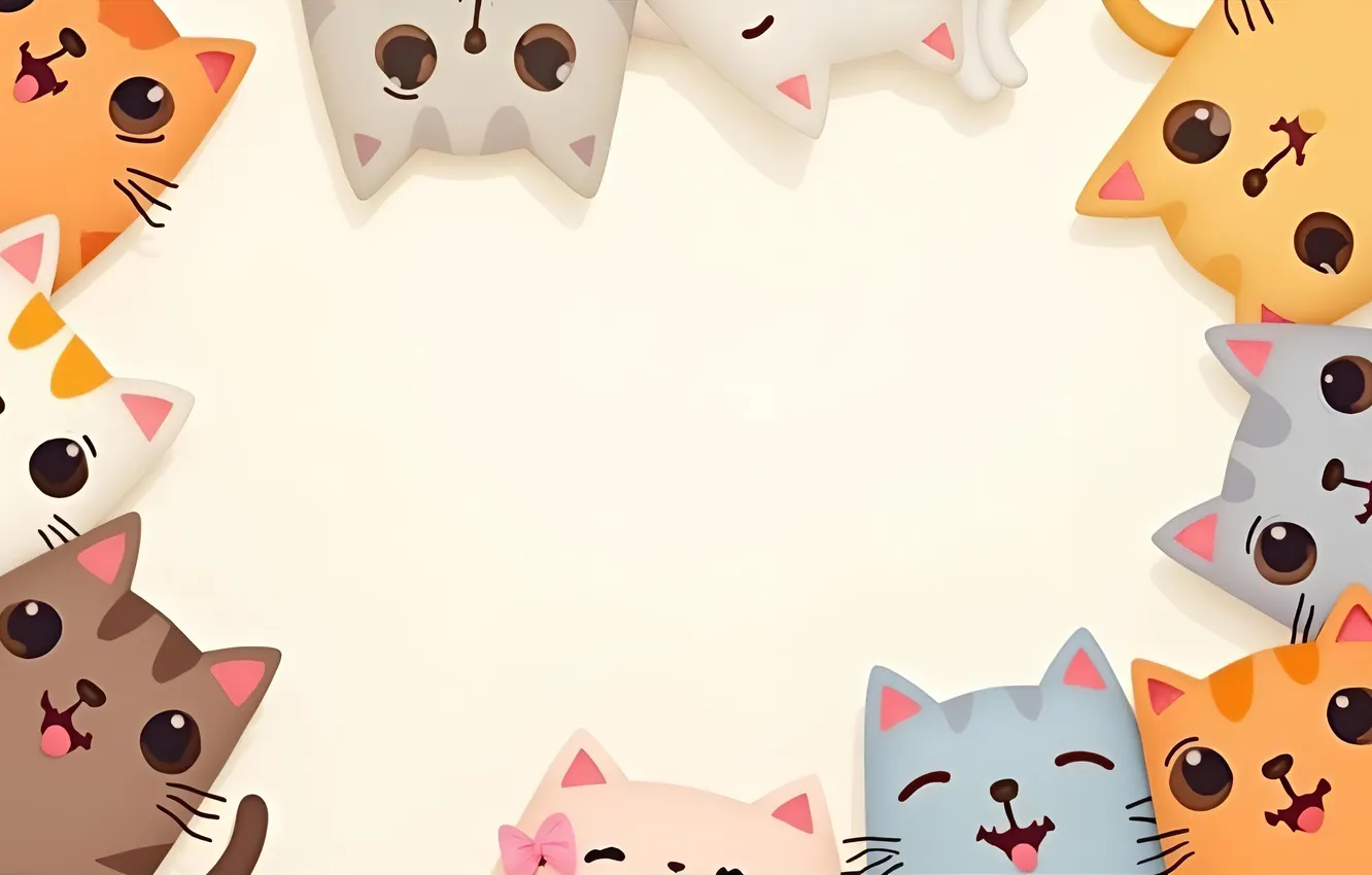 Photo wallpaper cat, cat, look, pose, kitty, company, face, light background