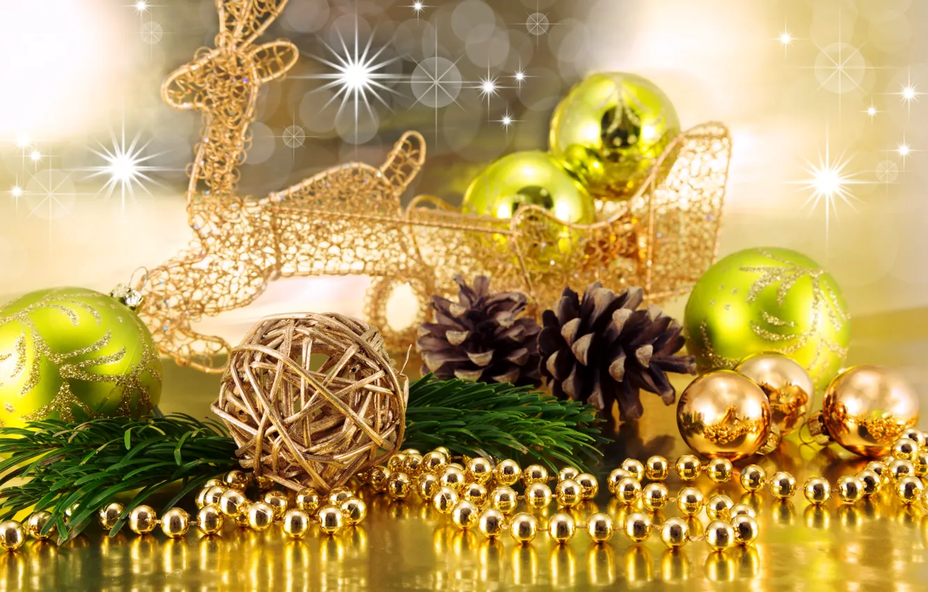 Photo wallpaper decoration, balls, New Year, Christmas, Christmas, bokeh, decoration, Merry