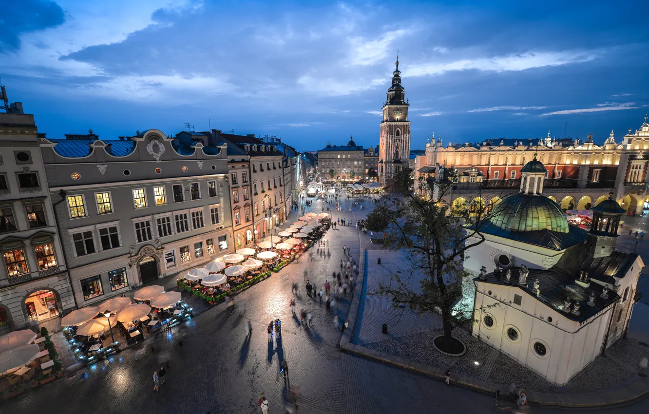 Photo wallpaper the sky, night, street, area, Poland, panorama, Evening, Poland