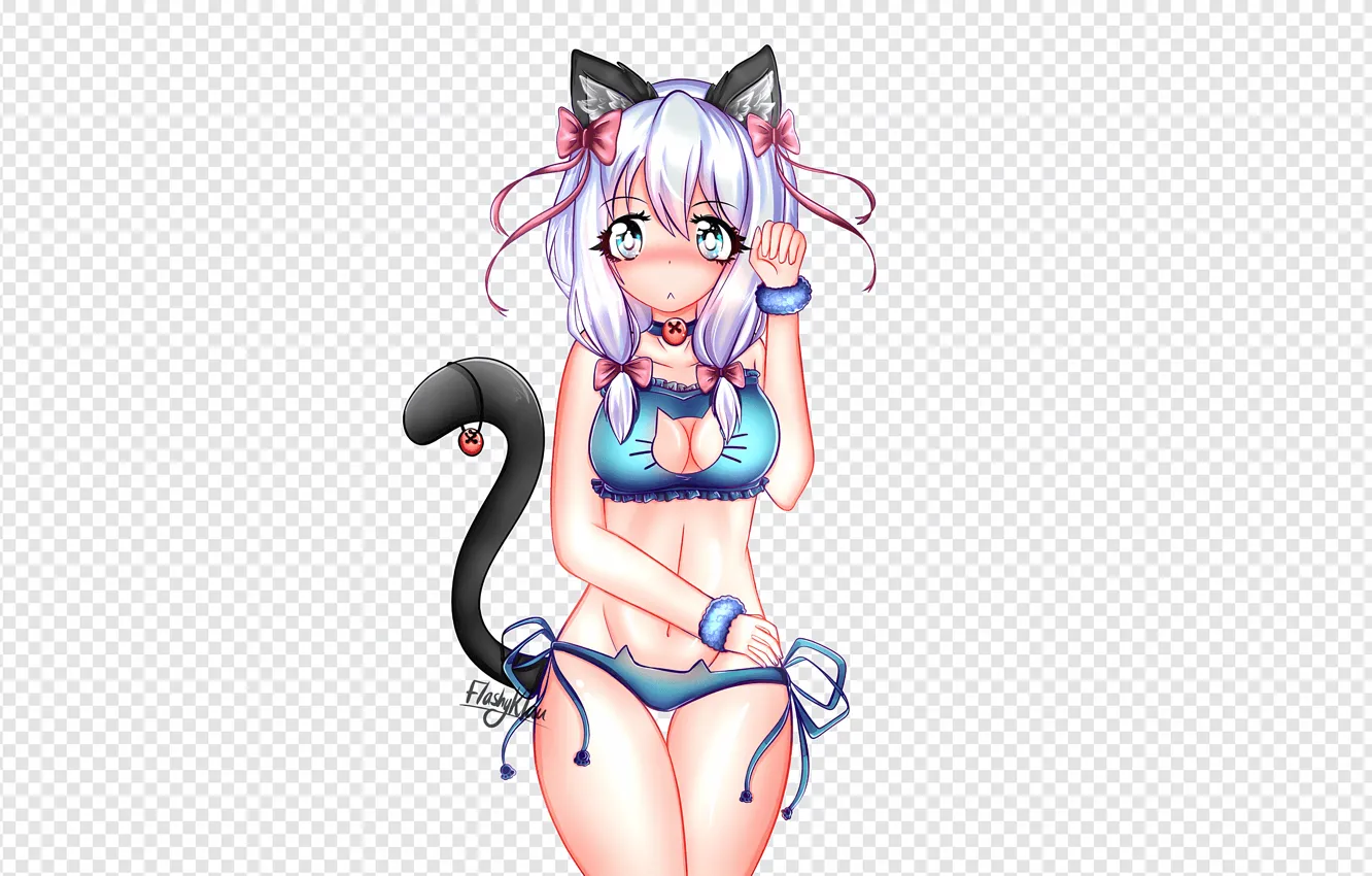 Photo wallpaper girl, sexy, lingerie, bra, cleavage, panties, long hair, boobs