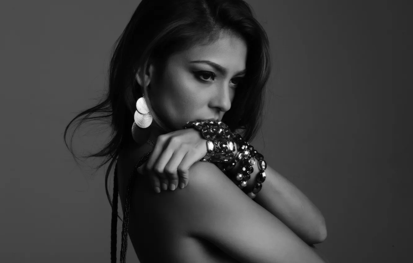 Photo wallpaper look, girl, decoration, face, hair