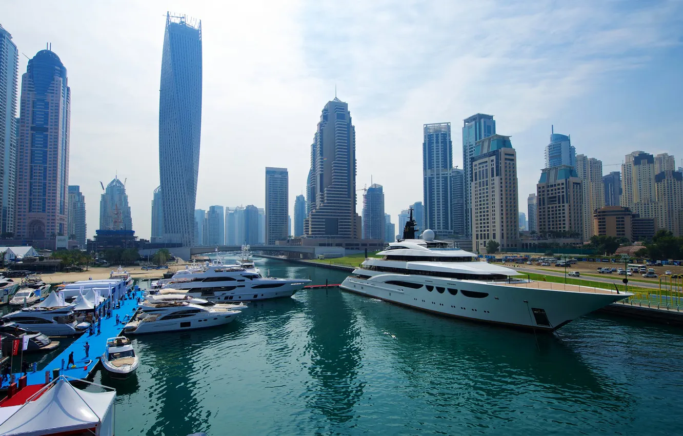 Photo wallpaper the sky, home, yachts, Dubai, harbour, Marina