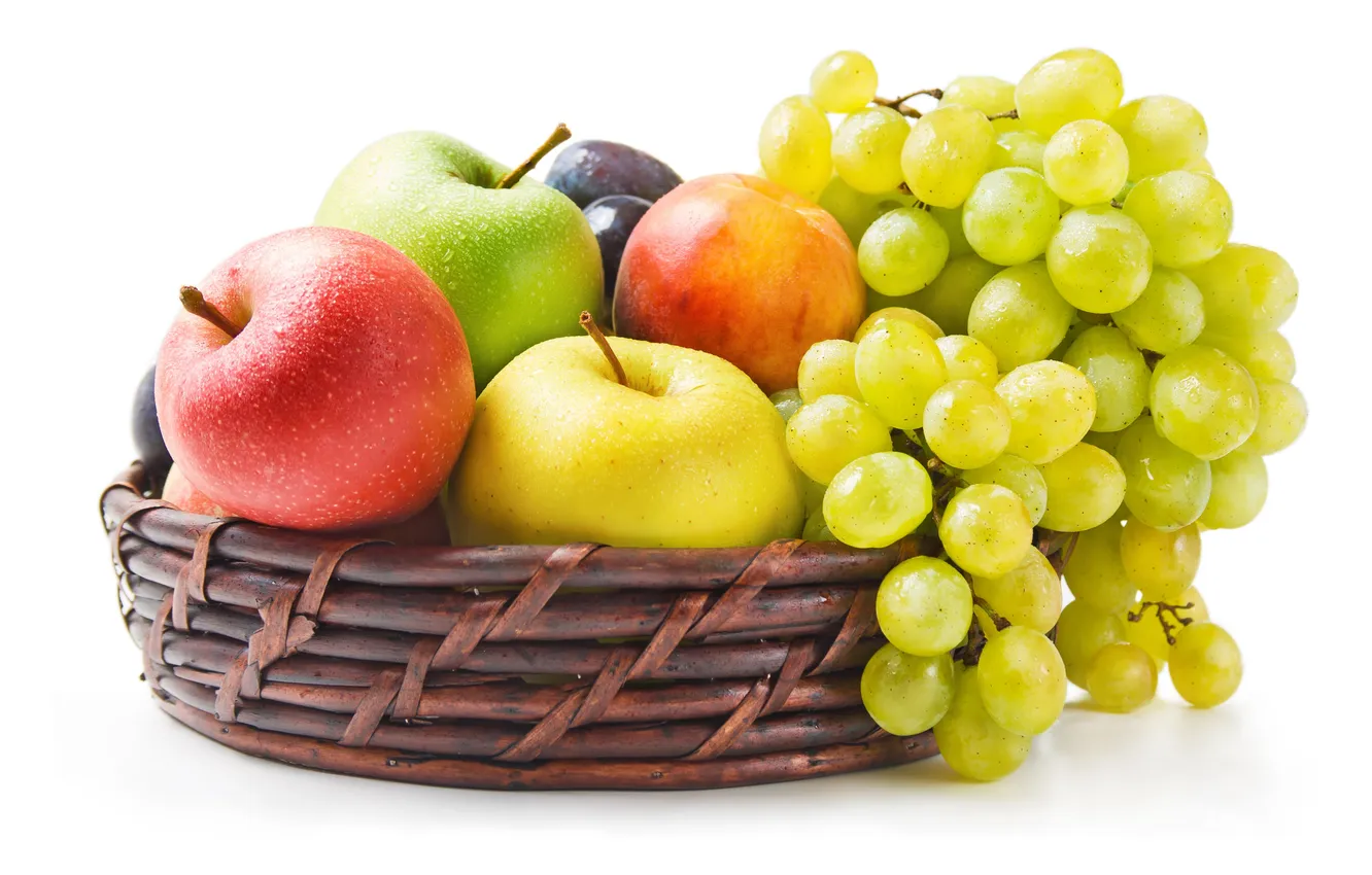Photo wallpaper berries, apples, grapes, fruit, nectarine