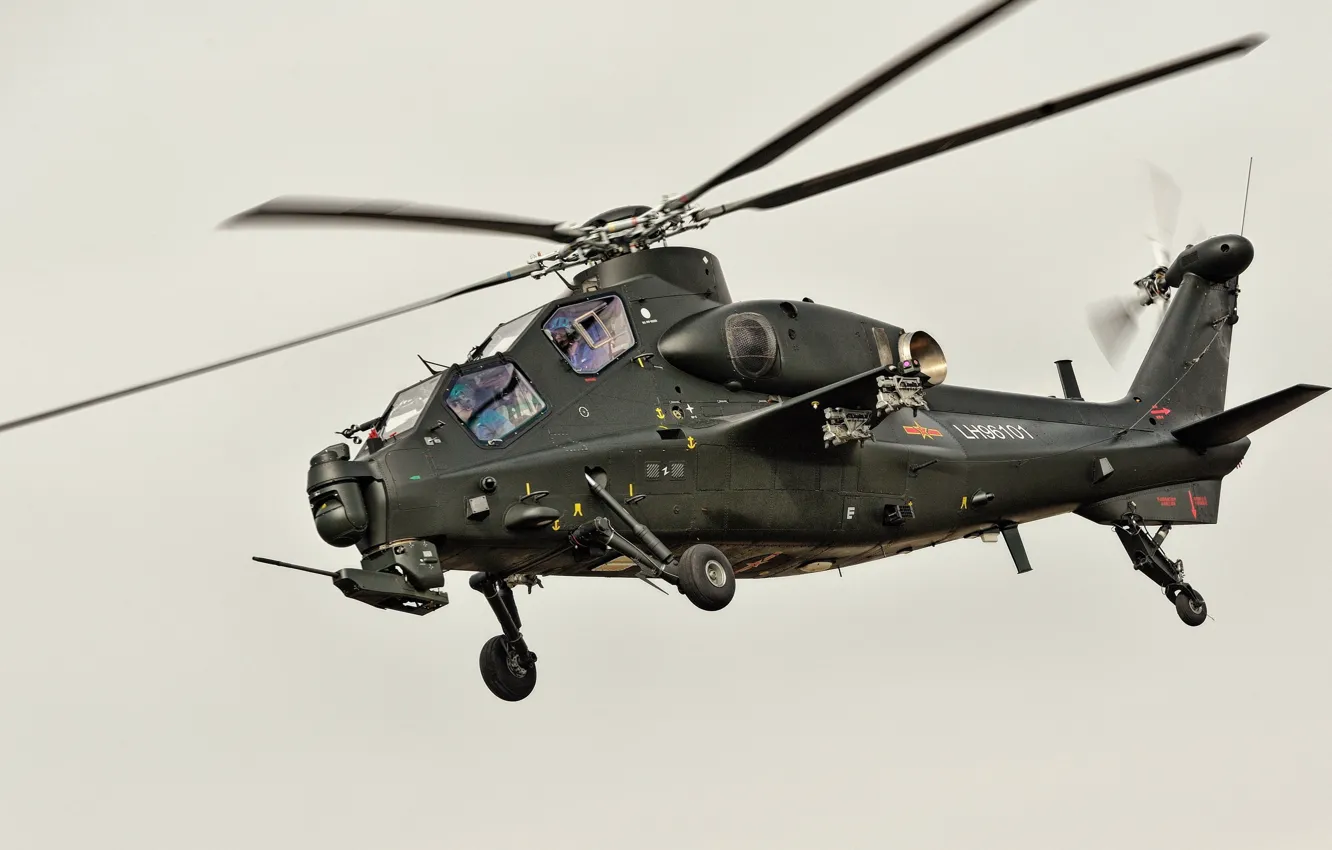 Photo wallpaper red star, attack helicopter, China Air Force, CAIC Z-10, WZ-10