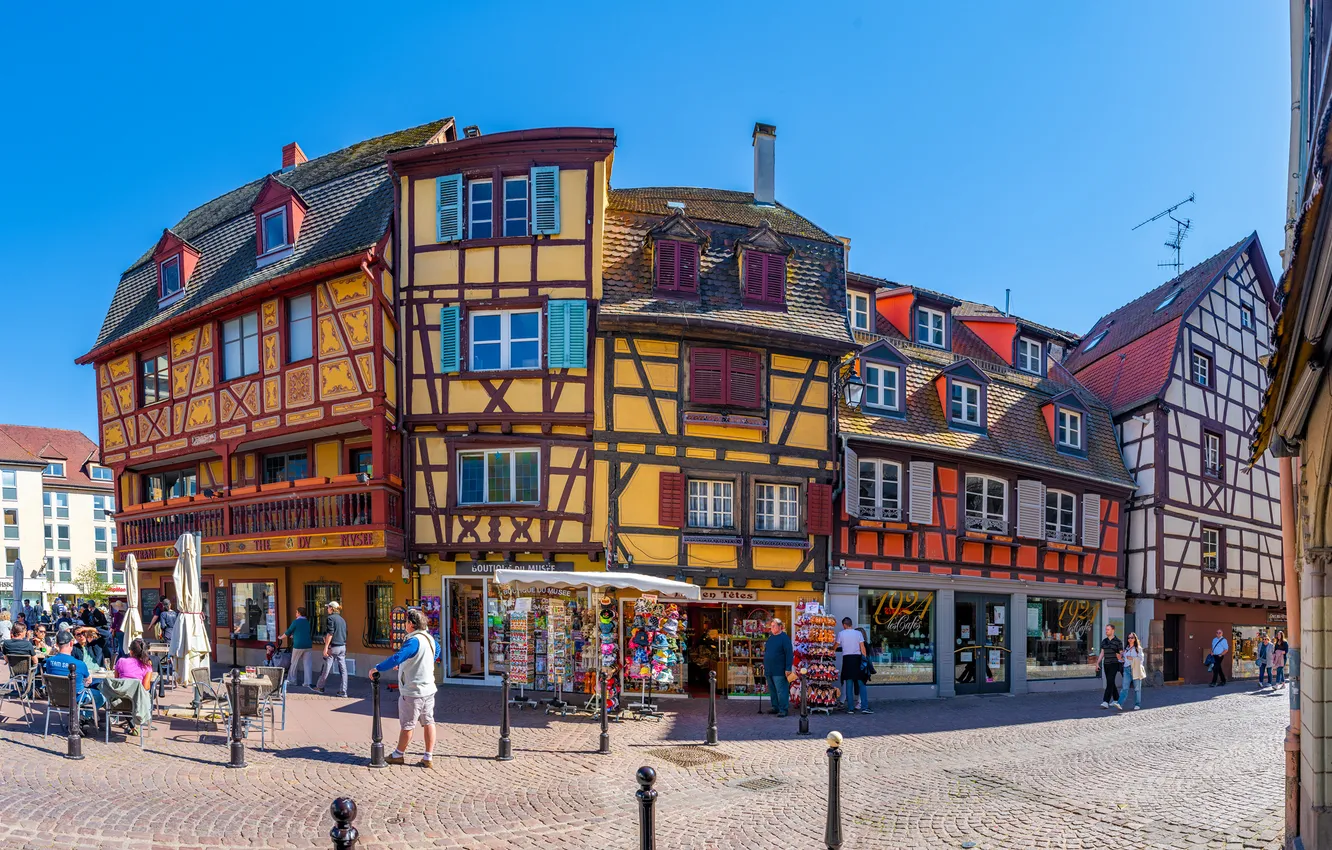 Photo wallpaper the city, street, France, home, Colmar