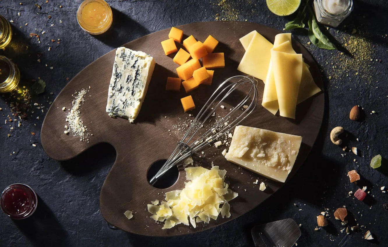 Photo wallpaper food, cheese, jam, cutting