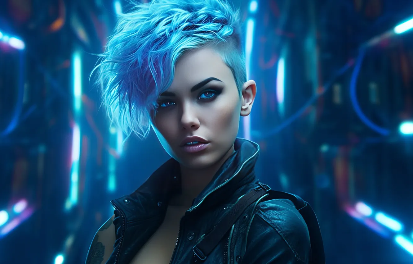 Photo wallpaper girl, art, beautiful, Cyberpunk Girl